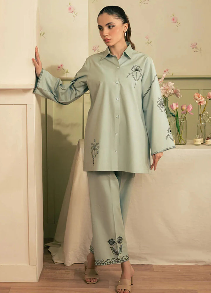Spring Summer by Sahar Pret Embroidered Cotton 2 Piece Suit Ashen Aqua