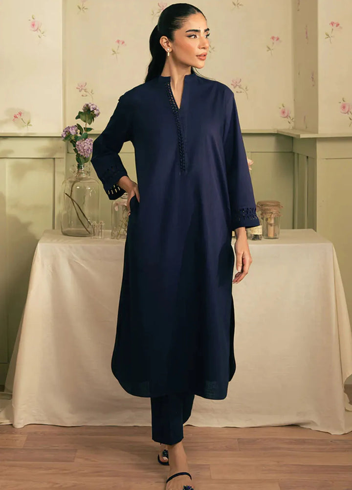 Spring Summer by Sahar Pret Embroidered Cotton 2 Piece Suit Obsidian Skies
