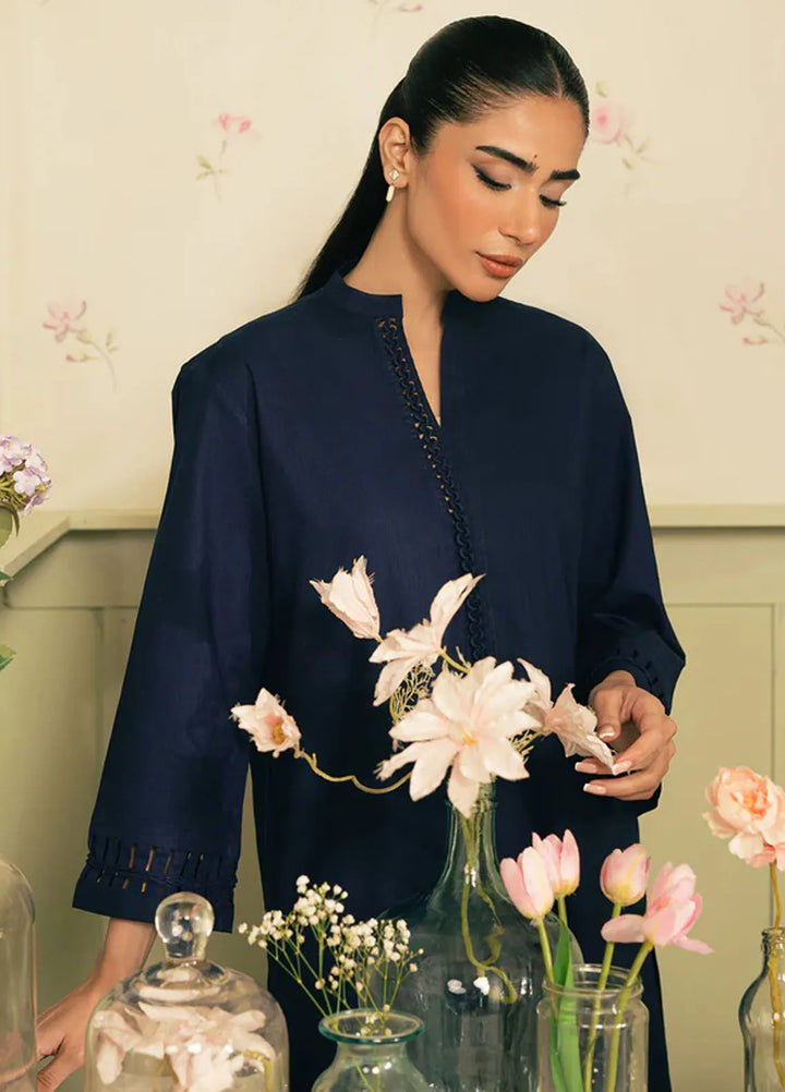 Spring Summer by Sahar Pret Embroidered Cotton 2 Piece Suit Obsidian Skies