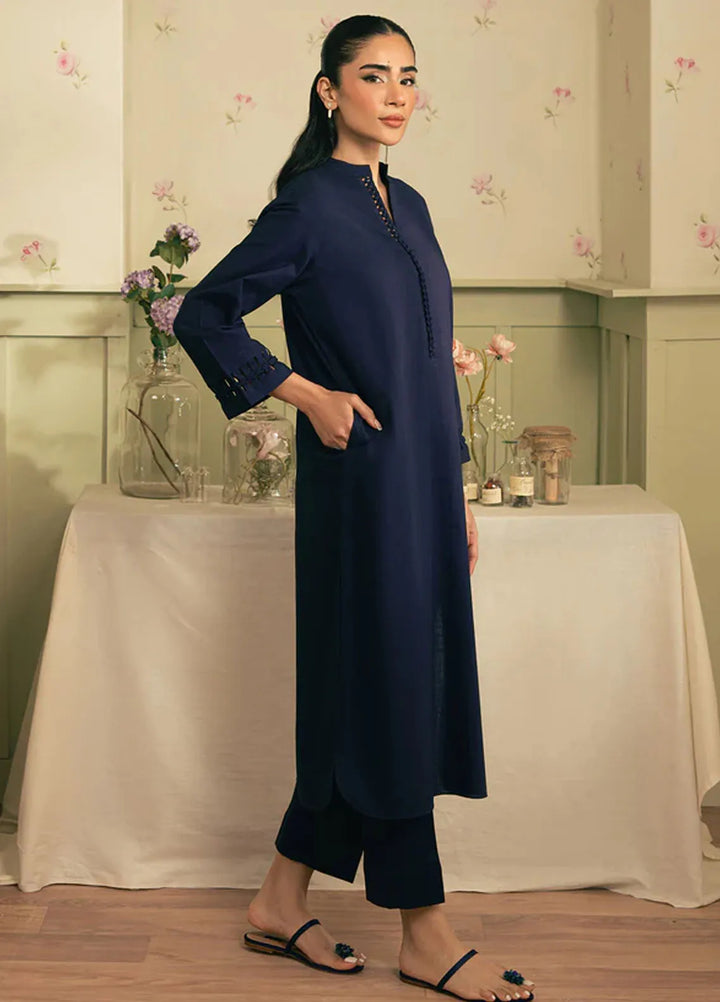 Spring Summer by Sahar Pret Embroidered Cotton 2 Piece Suit Obsidian Skies