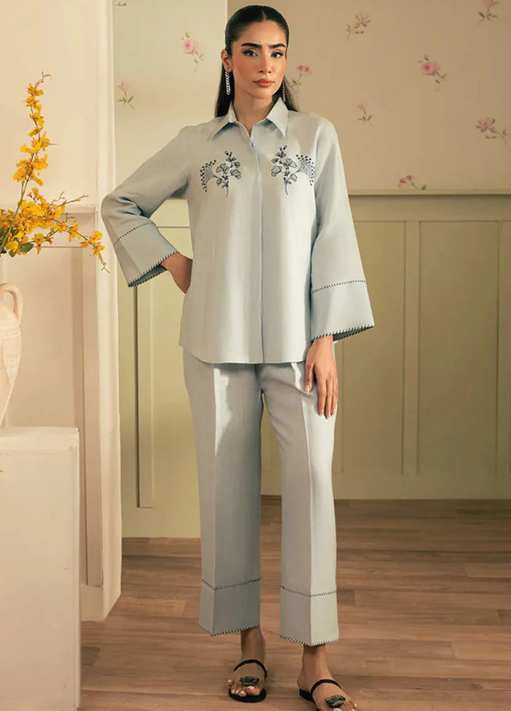 Spring Summer by Sahar Pret Embroidered Cotton 2 Piece Suit Sky Drift