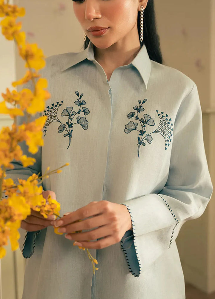 Spring Summer by Sahar Pret Embroidered Cotton 2 Piece Suit Sky Drift
