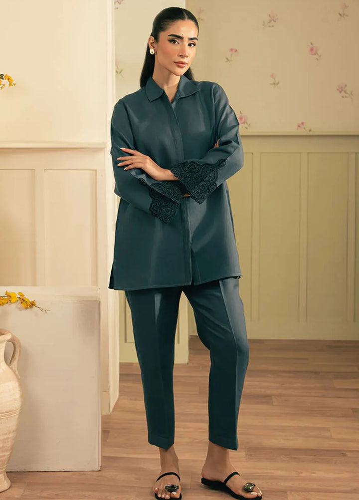 Spring Summer by Sahar Pret Embroidered Cotton 2 Piece Suit Stormy Slate