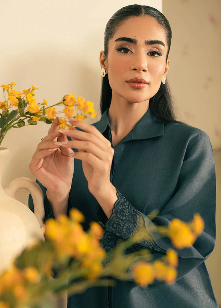 Spring Summer by Sahar Pret Embroidered Cotton 2 Piece Suit Stormy Slate