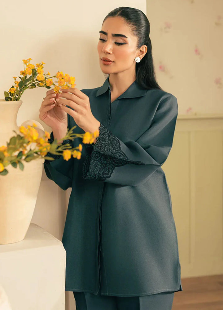 Spring Summer by Sahar Pret Embroidered Cotton 2 Piece Suit Stormy Slate