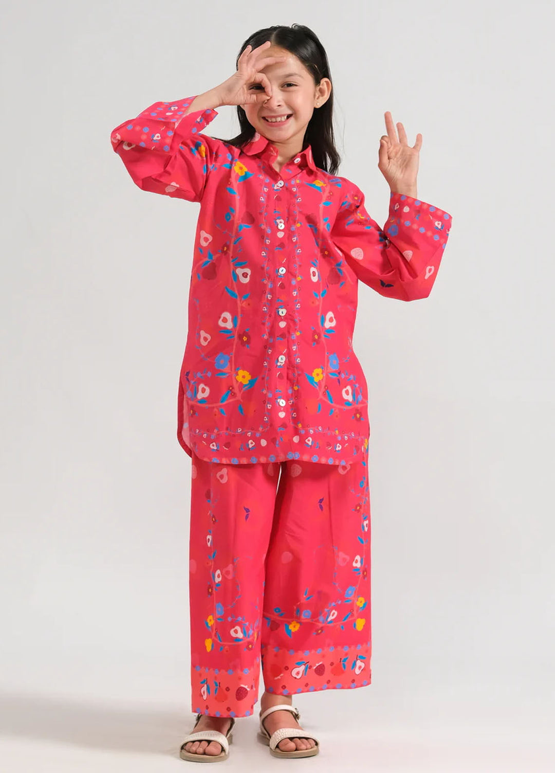 Sprinkles Pret Printed Poly Lawn 2 Piece Suit Pink Fiesta