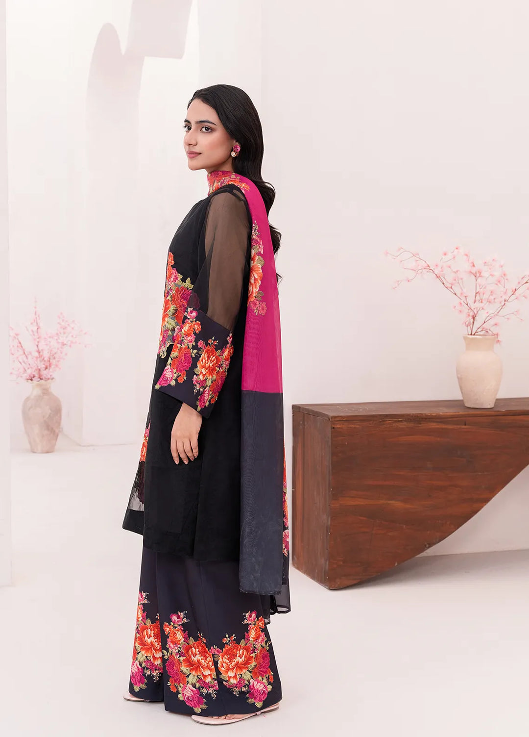 Stitch Vibes Pret Printed Crepe 4 Piece Suit Ebon Glow