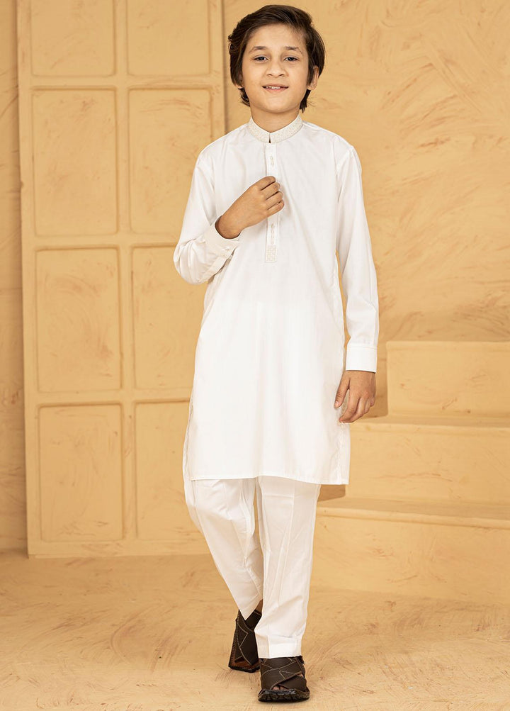 Stylish Wash N Wear Formal Kurta Shalwar for Kids - Off White KTF-2034