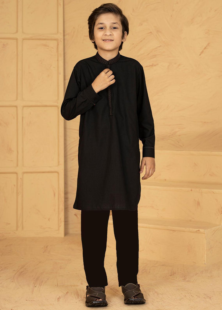 Stylish Wash N Wear Formal Kids Kurta Shalwar - Black KTF-2040