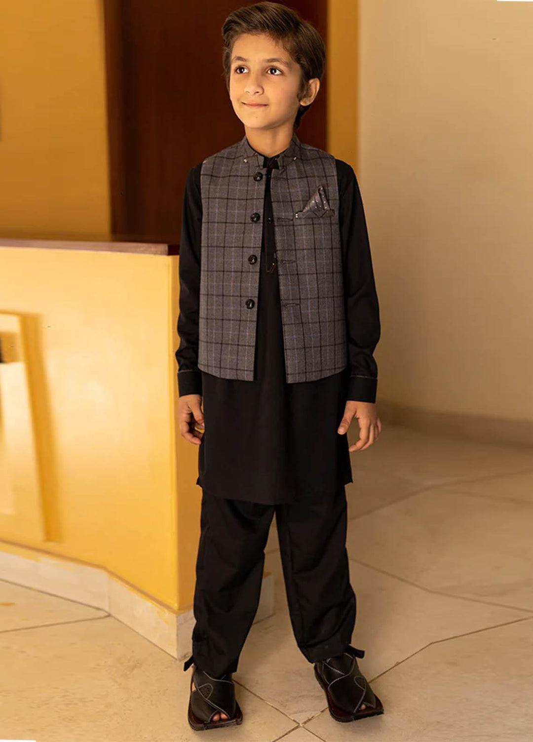 Stylish Wash N Wear Fancy Waistcoat Suit for Kids -  K-1977