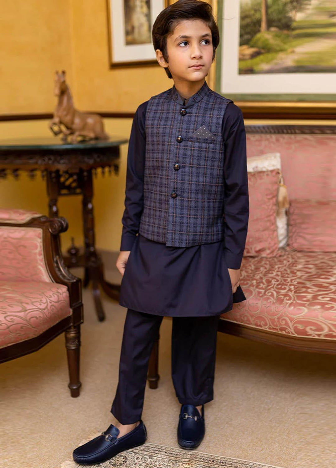 Stylish Wash N Wear Fancy Waistcoat Suit for Kids -  K-1982