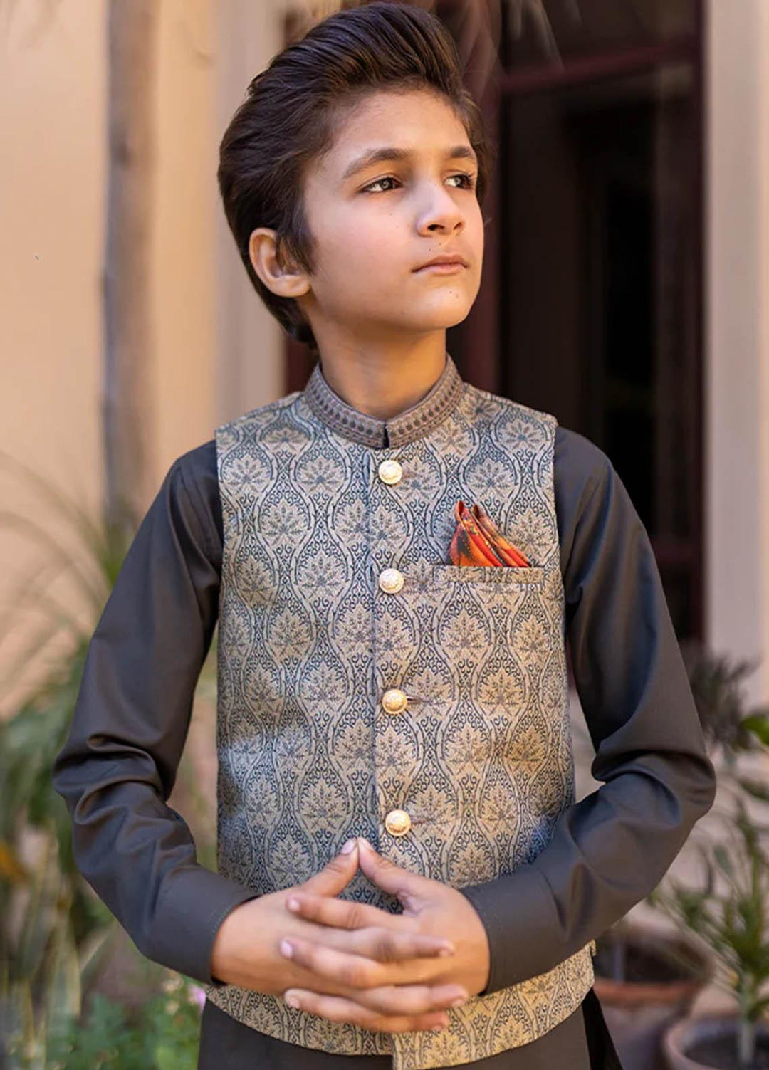 Stylish Wash N Wear Fancy Waistcoat Suit for Kids -  K-1987