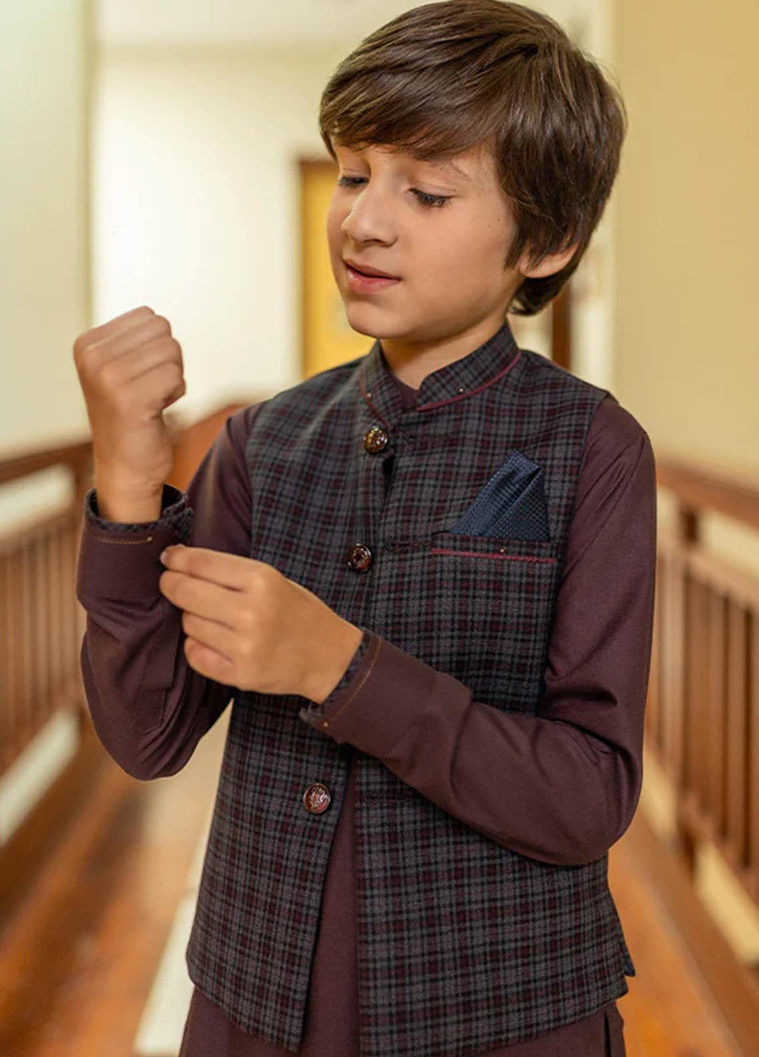 Stylish Wash N Wear Fancy Waistcoat Suit for Kids -  K-1992