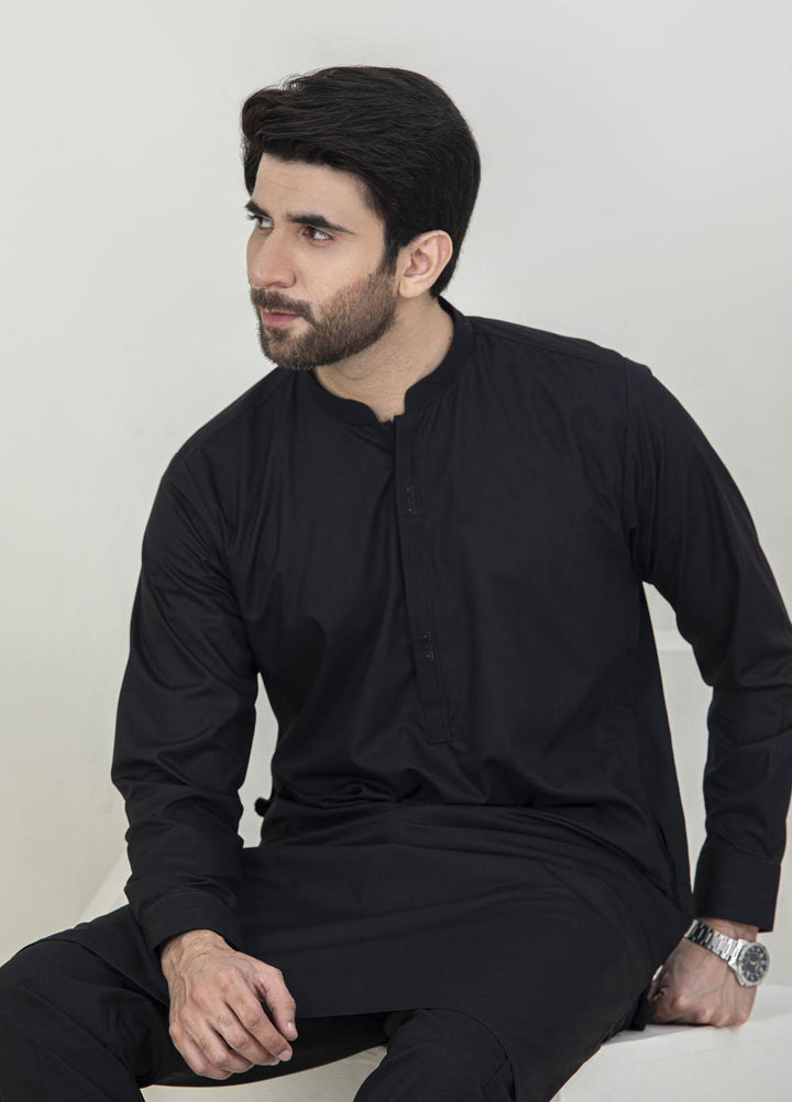 Stylish Wash N Wear Formal Kameez Shalwar for Men -  TF-1065 Black
