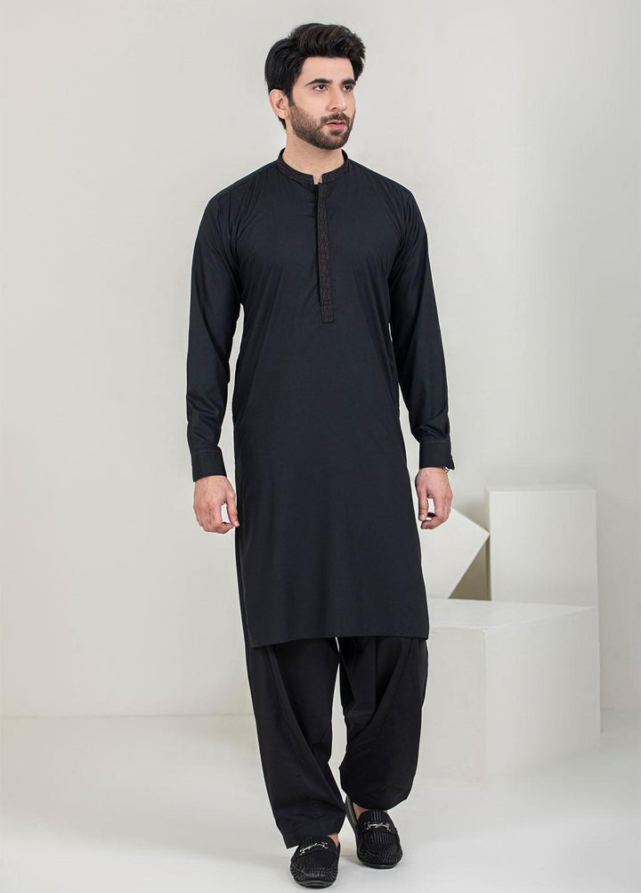 Stylish Wash N Wear Formal Men Kameez Shalwar -  C-9719 Black