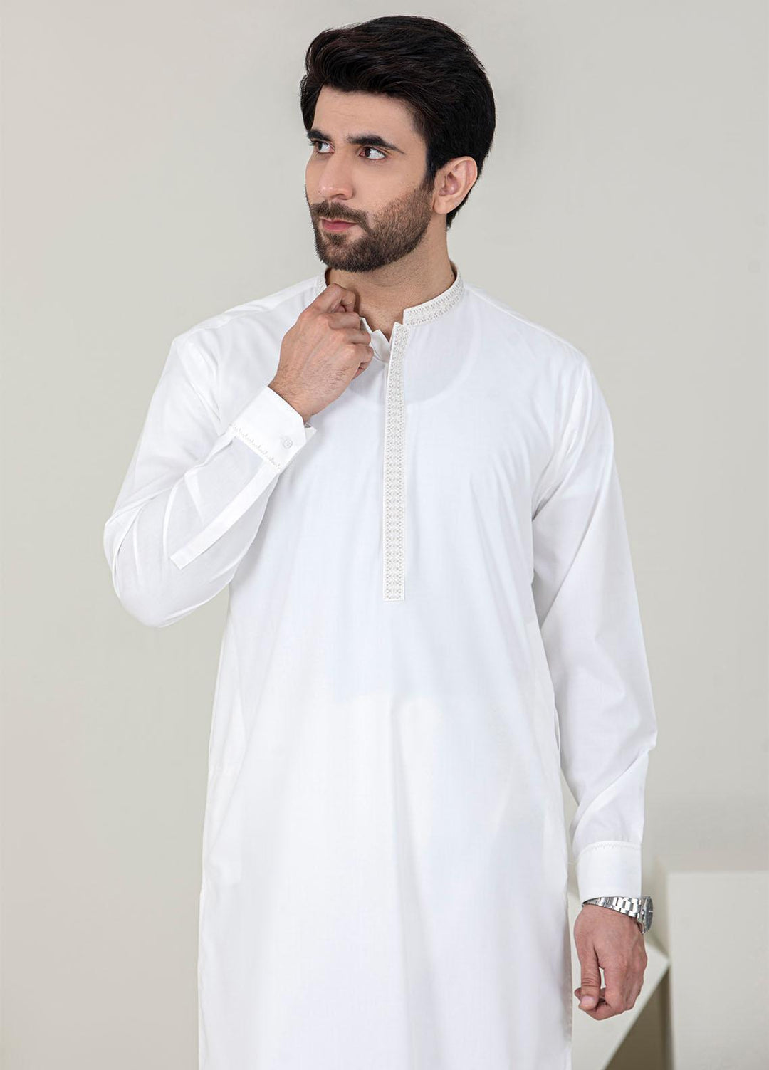 Stylish Wash N Wear Formal Men Kameez Shalwar -  C-9707 Off White