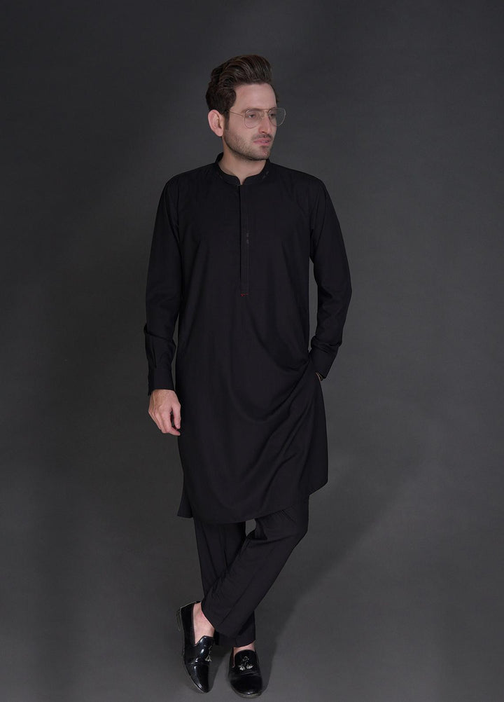 Stylish Wash N Wear Casual Kurta Shalwar for Mens -  SL22SK TF-1025 Black