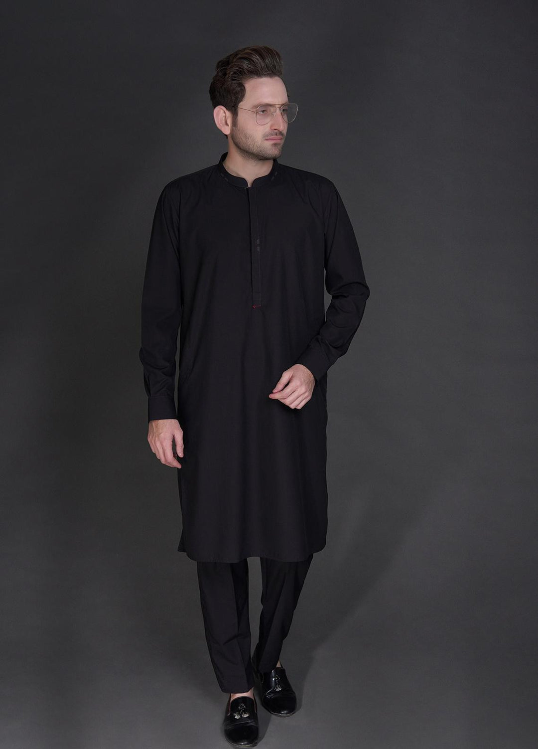 Stylish Wash N Wear Casual Kurta Shalwar for Mens -  SL22SK TF-1025 Black