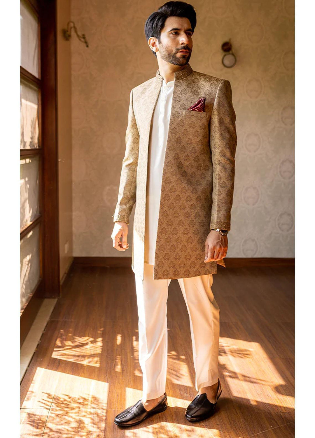 Stylish Jamawar Festive Sherwani for Men -  GS-5047
