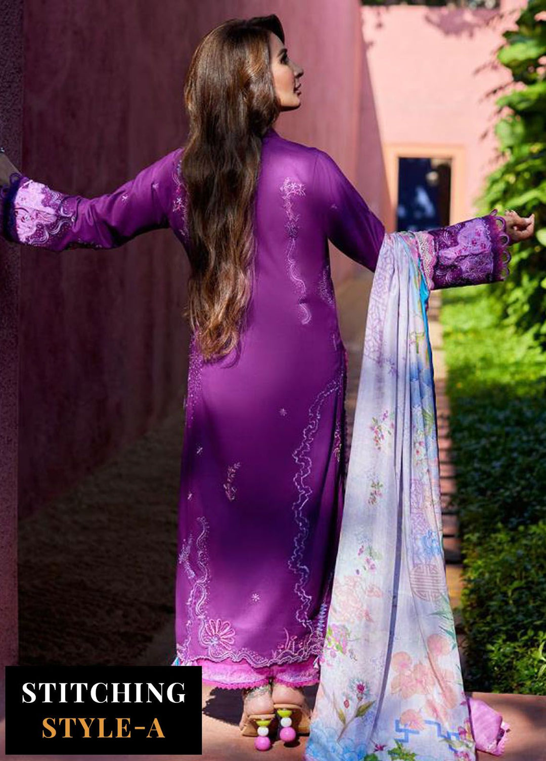 Suay by Farah Talib Embroidered Lawn Suits Unstitched 3 Piece FTA24LU FTA 07 Yuri Purple - Luxury Collection