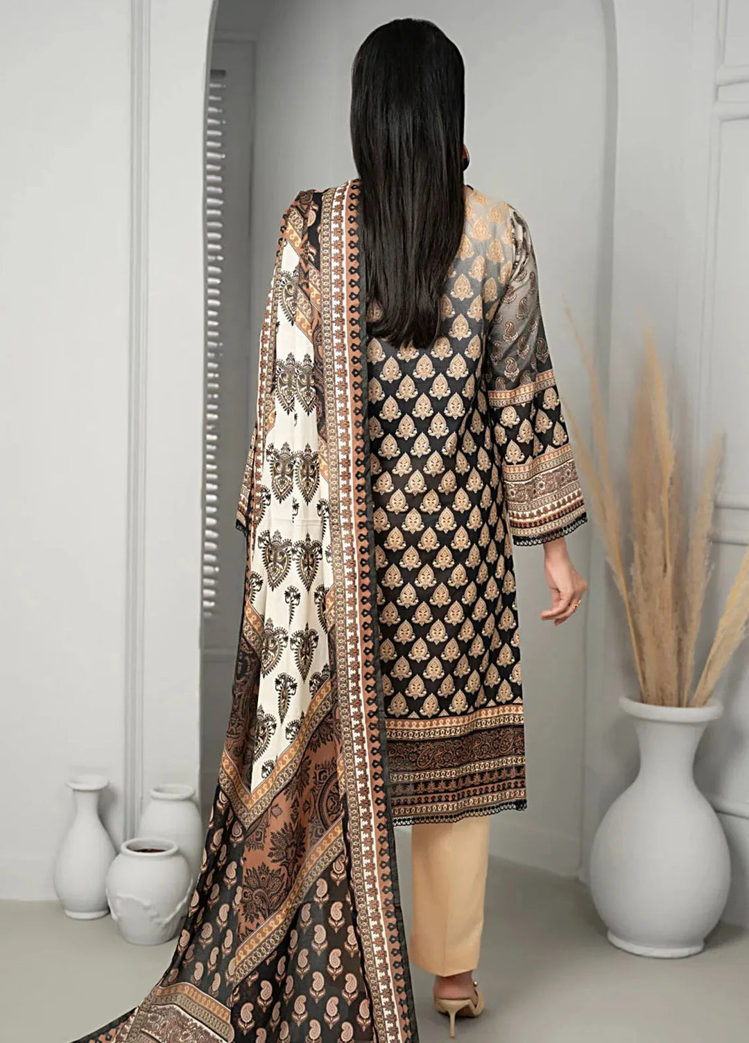 Sufinas By VS Textile Black And White Printed Lawn Suit Unstitched 3 Piece VS24S D-517 - Summer Collection