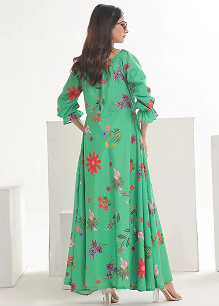 Summer Fiesta By Nazmina Pret Printed Lawn Frock TF-07 Exotic Green