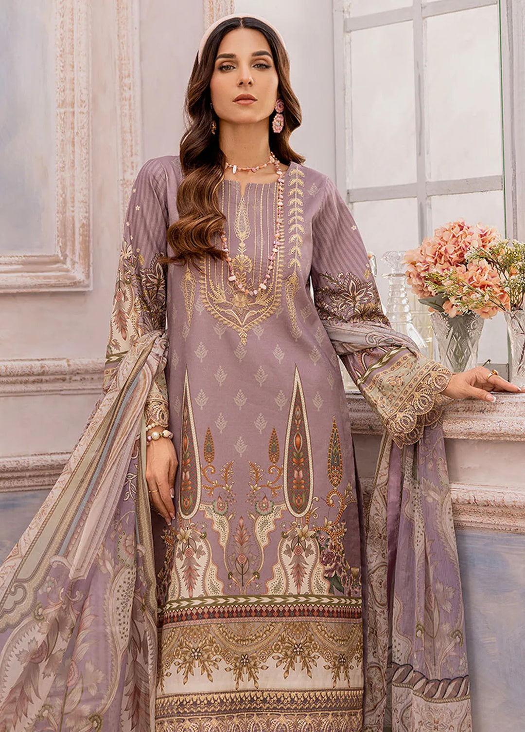 Summer Garden By Eileen  Embroidered Lawn Suit Unstitched 3 Piece EL24G D4-AMAL - Summer Collection