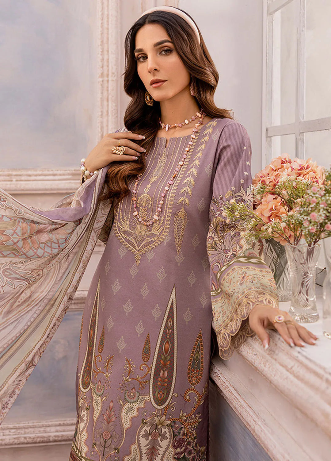 Summer Garden By Eileen  Embroidered Lawn Suit Unstitched 3 Piece EL24G D4-AMAL - Summer Collection
