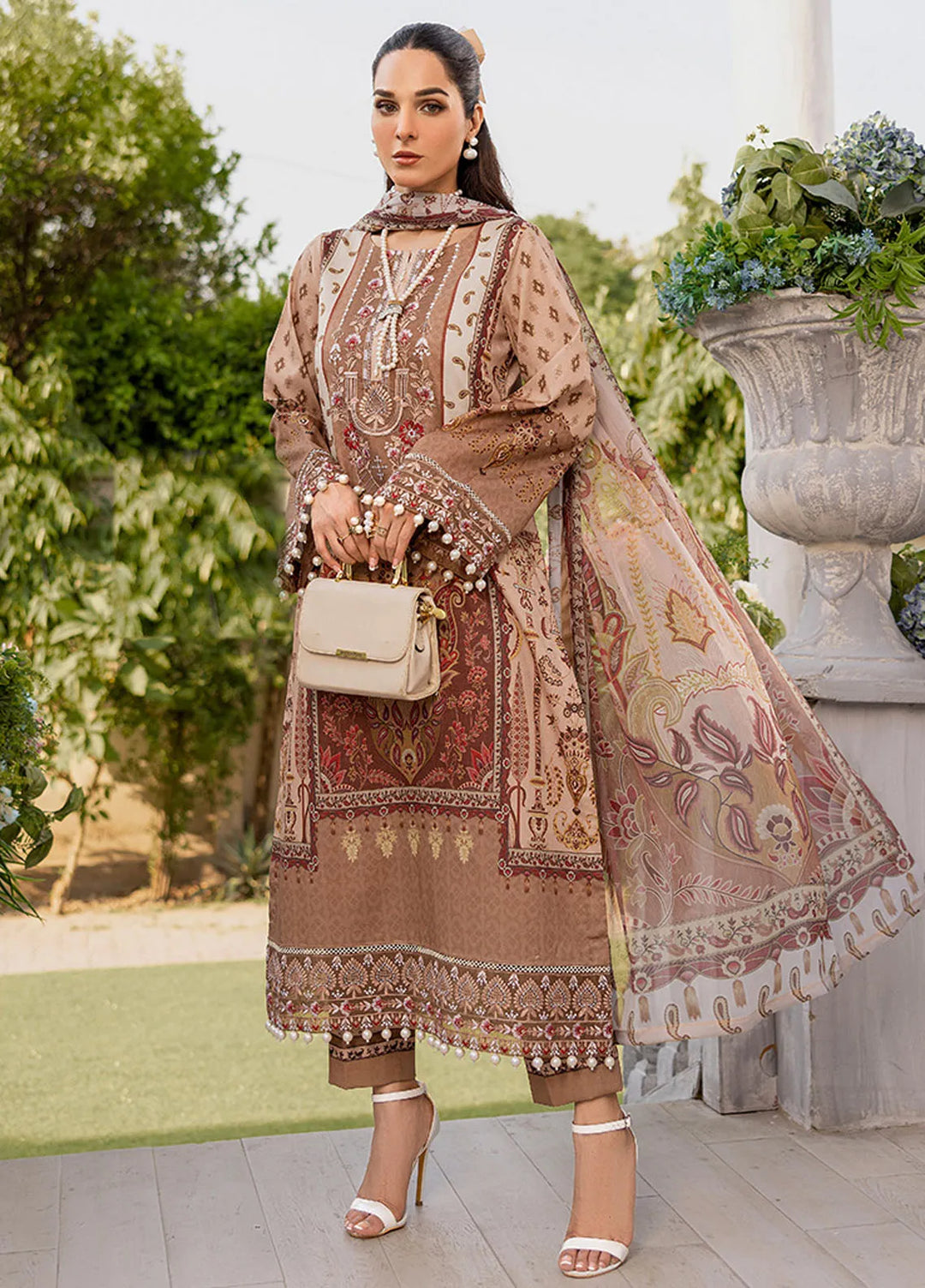 Summer Garden By Eileen  Embroidered Lawn Suit Unstitched 3 Piece EL24G D5-AVILA - Summer Collection