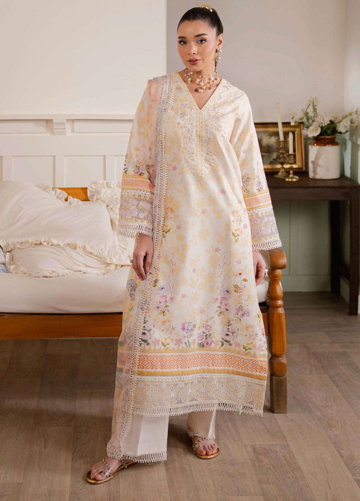 Summer Lines by Neeshay Embroidered Lawn Suits Unstitched 3 Piece NSH25SL Honey Pearl - Summer Collection