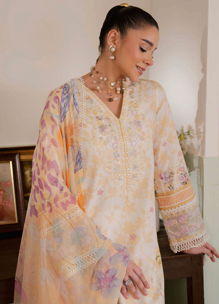 Summer Lines by Neeshay Embroidered Lawn Suits Unstitched 3 Piece NSH25SL Honey Pearl - Summer Collection