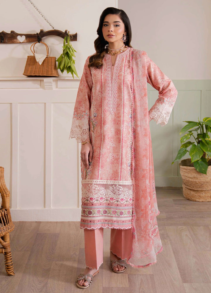 Summer Lines by Neeshay Embroidered Lawn Suits Unstitched 3 Piece NSH25SL Peach Flame - Summer Collection