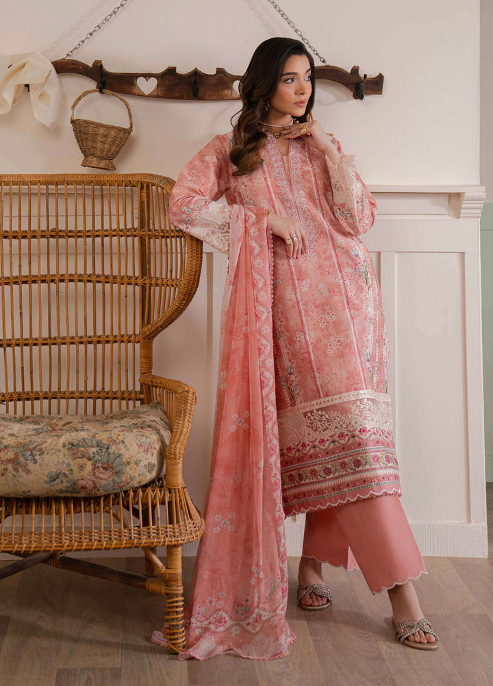 Summer Lines by Neeshay Embroidered Lawn Suits Unstitched 3 Piece NSH25SL Peach Flame - Summer Collection