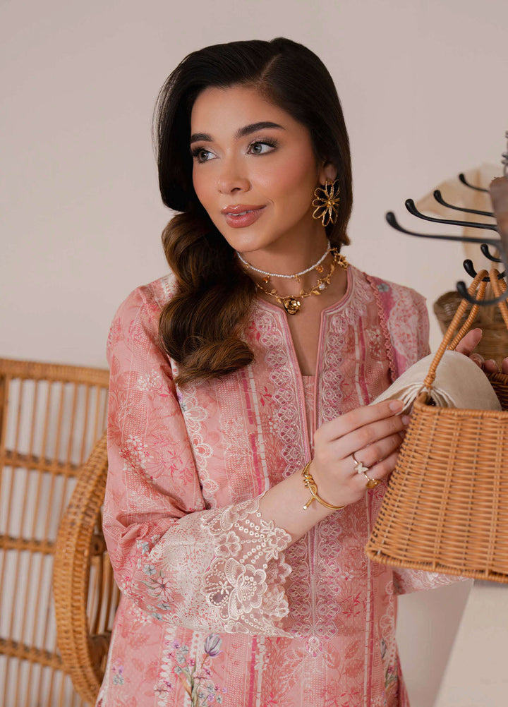 Summer Lines by Neeshay Embroidered Lawn Suits Unstitched 3 Piece NSH25SL Peach Flame - Summer Collection
