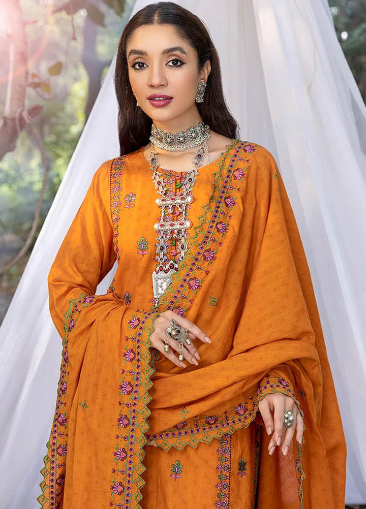 Sunshine Bloom By AL Zohaib Embroidered Jacquard Suits Unstitched 3 Piece AZ23SB D-10 - Winter Collection