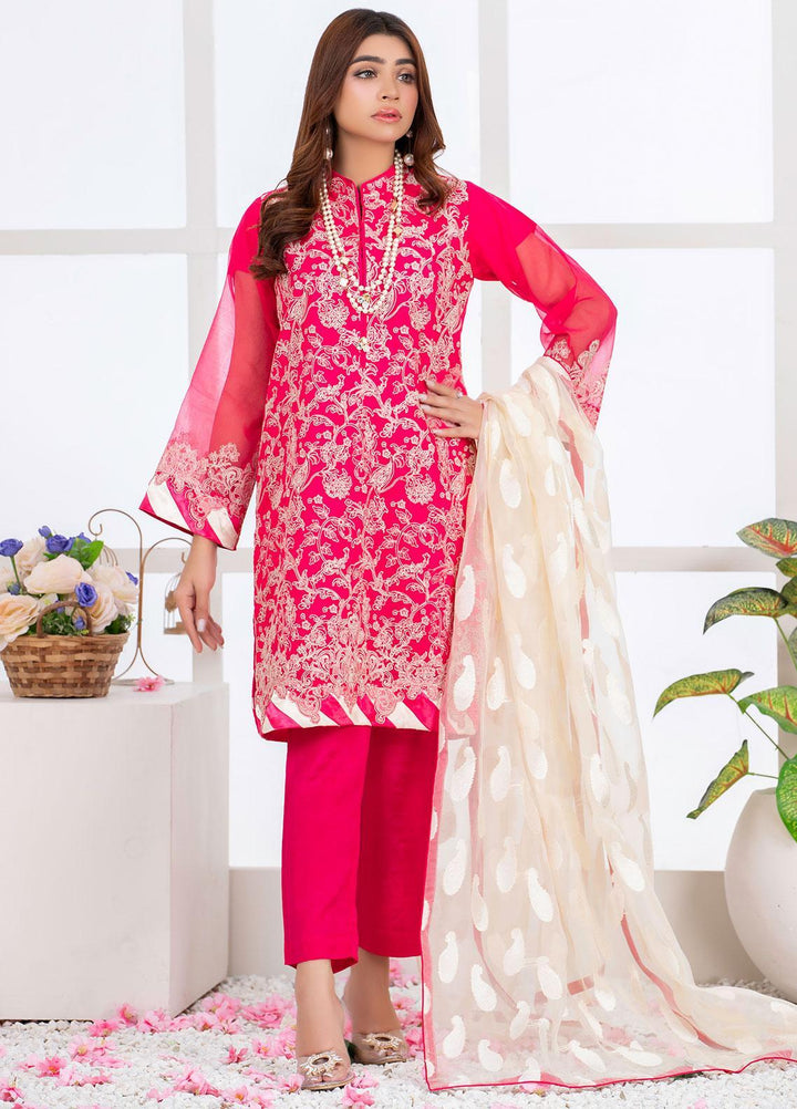 Mosaic Pret Luxury Organza 3 Piece Suit MS21S 01 PINK