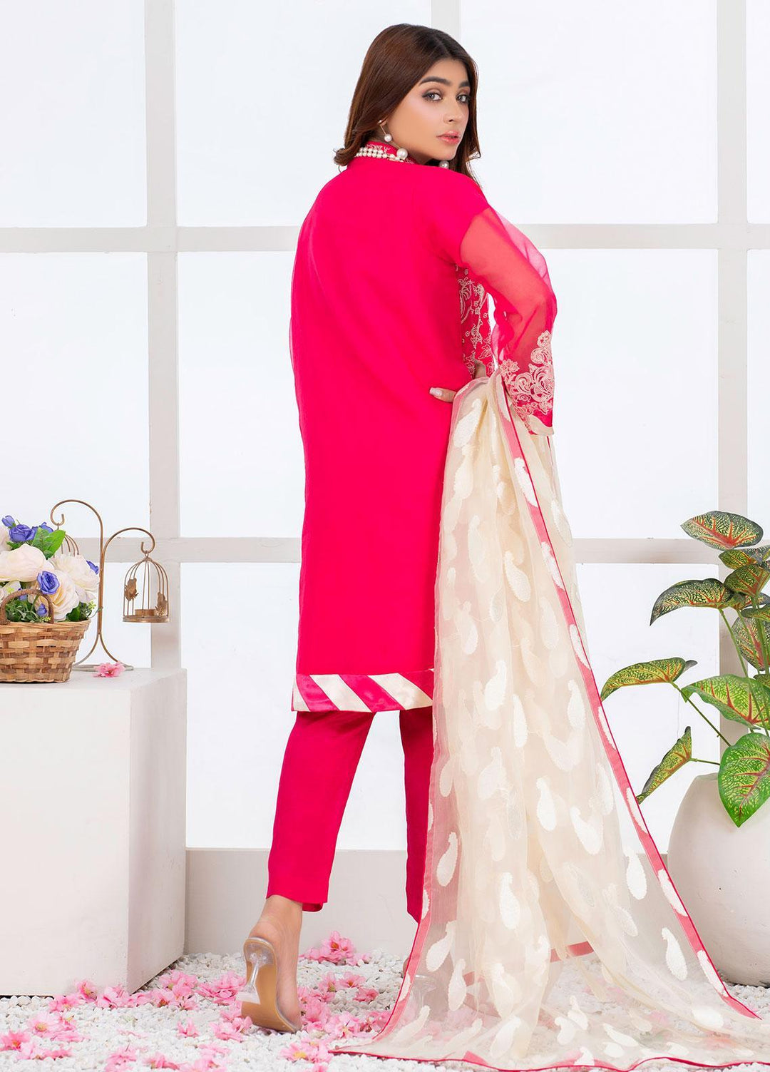 Mosaic Pret Luxury Organza 3 Piece Suit MS21S 01 PINK