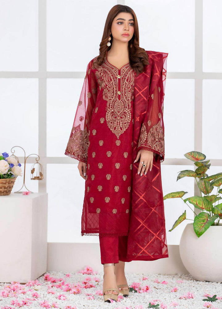 Mosaic Pret Luxury Organza 3 Piece Suit MS21S 02 MAROON
