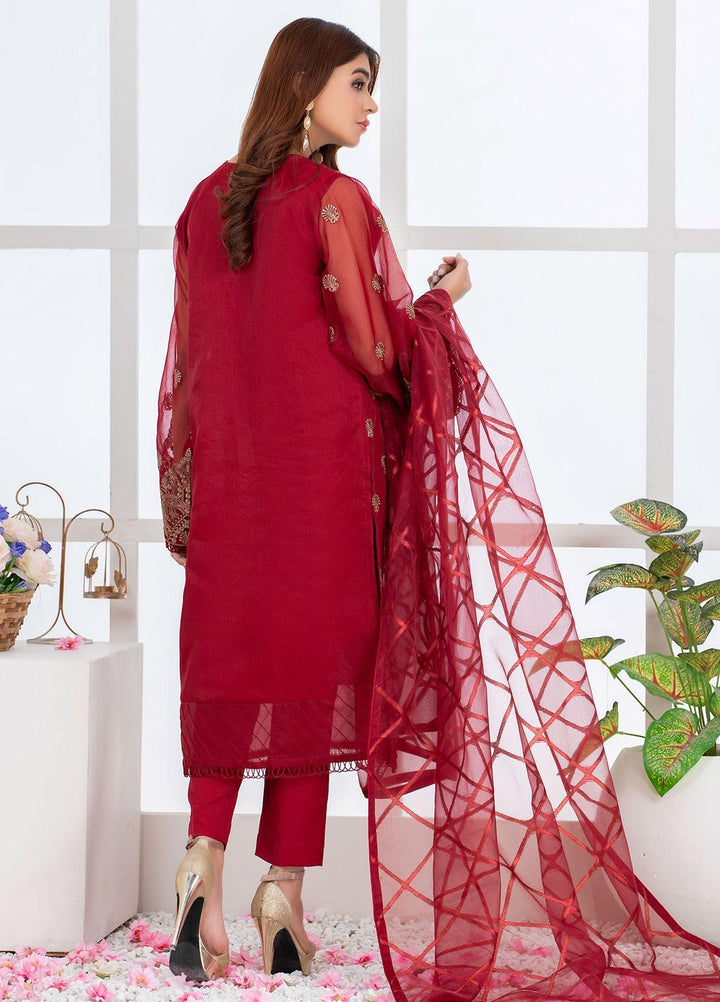 Mosaic Pret Luxury Organza 3 Piece Suit MS21S 02 MAROON