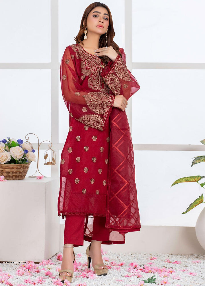 Mosaic Pret Luxury Organza 3 Piece Suit MS21S 02 MAROON