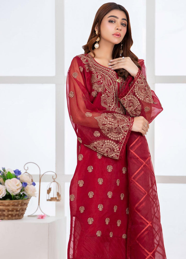 Mosaic Pret Luxury Organza 3 Piece Suit MS21S 02 MAROON