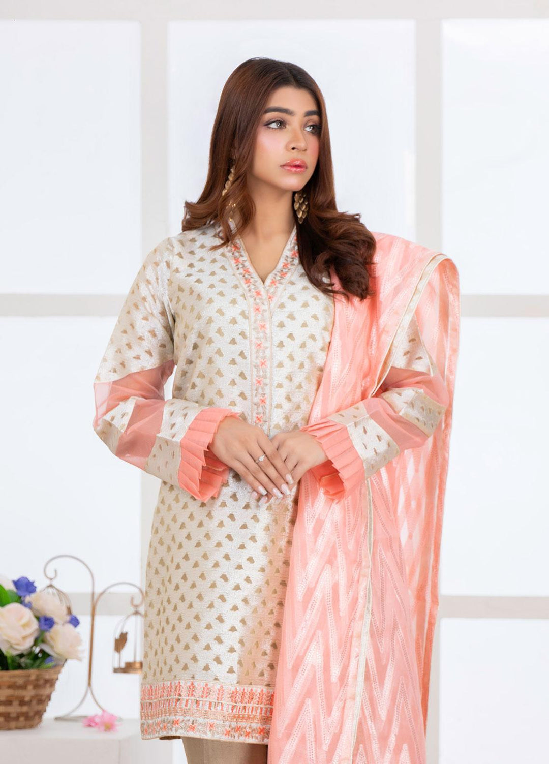 Mosaic Pret Luxury Organza 3 Piece Suit MS21S 04 CREAM