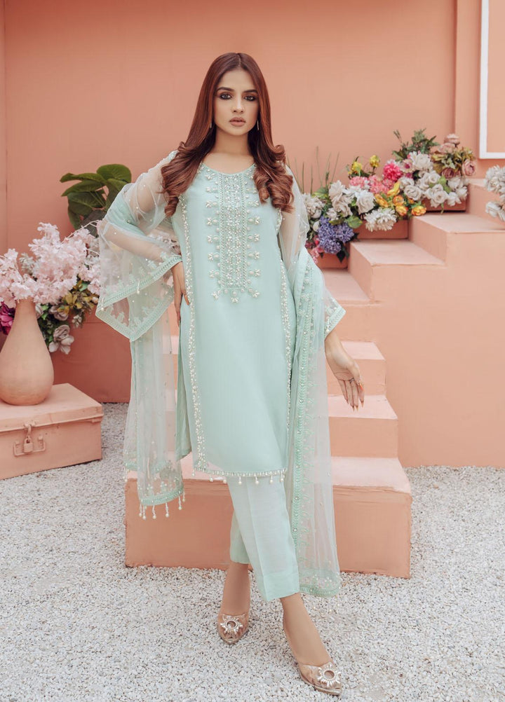 Surmai Luxury Pret  3 Organza Piece Dress SUR22EF SLP 19G PERAL GREEN