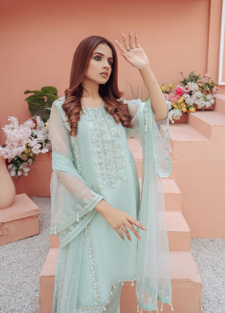 Surmai Luxury Pret  3 Organza Piece Dress SUR22EF SLP 19G PERAL GREEN