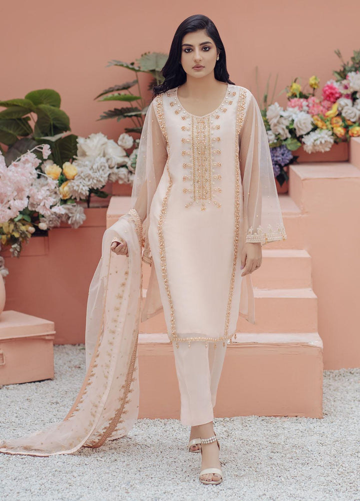 Surmai Luxury Pret  3 Organza Piece Dress SUR22EF SLP 19P PEARLPEACH