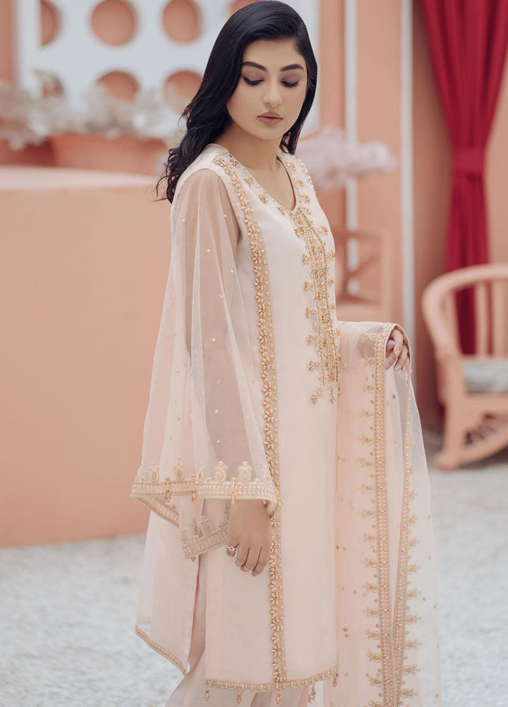 Surmai Luxury Pret  3 Organza Piece Dress SUR22EF SLP 19P PEARLPEACH