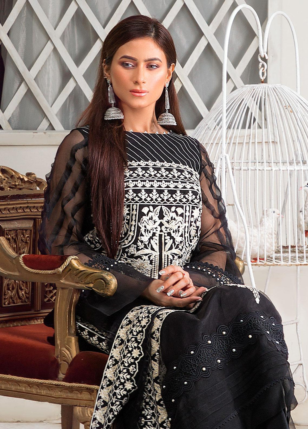 Surmai Luxury Pret Embroidered Organza 3 Piece Dress SLP-04