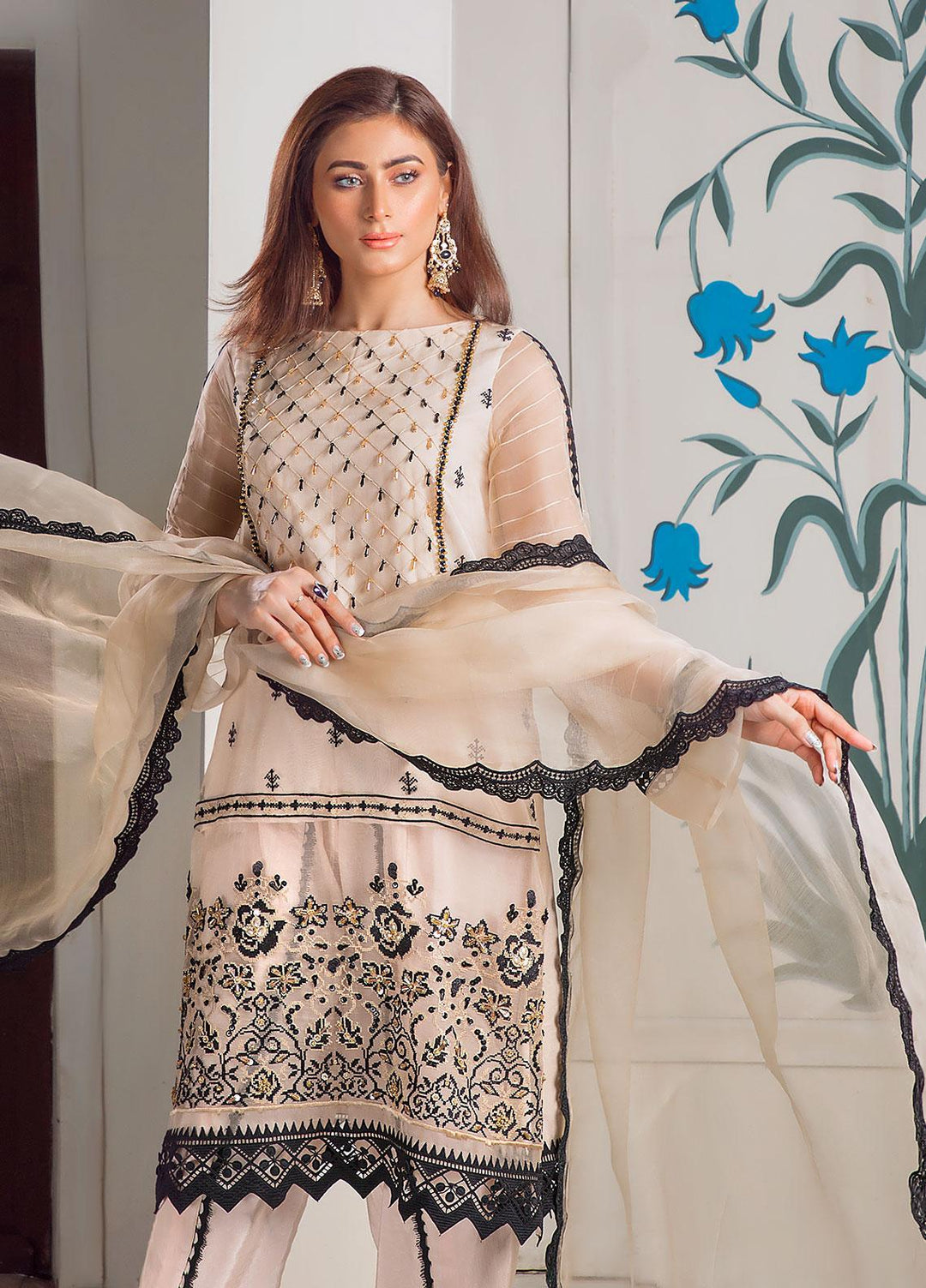 Surmai Luxury Pret Embroidered Organza 3 Piece Dress SLP-05