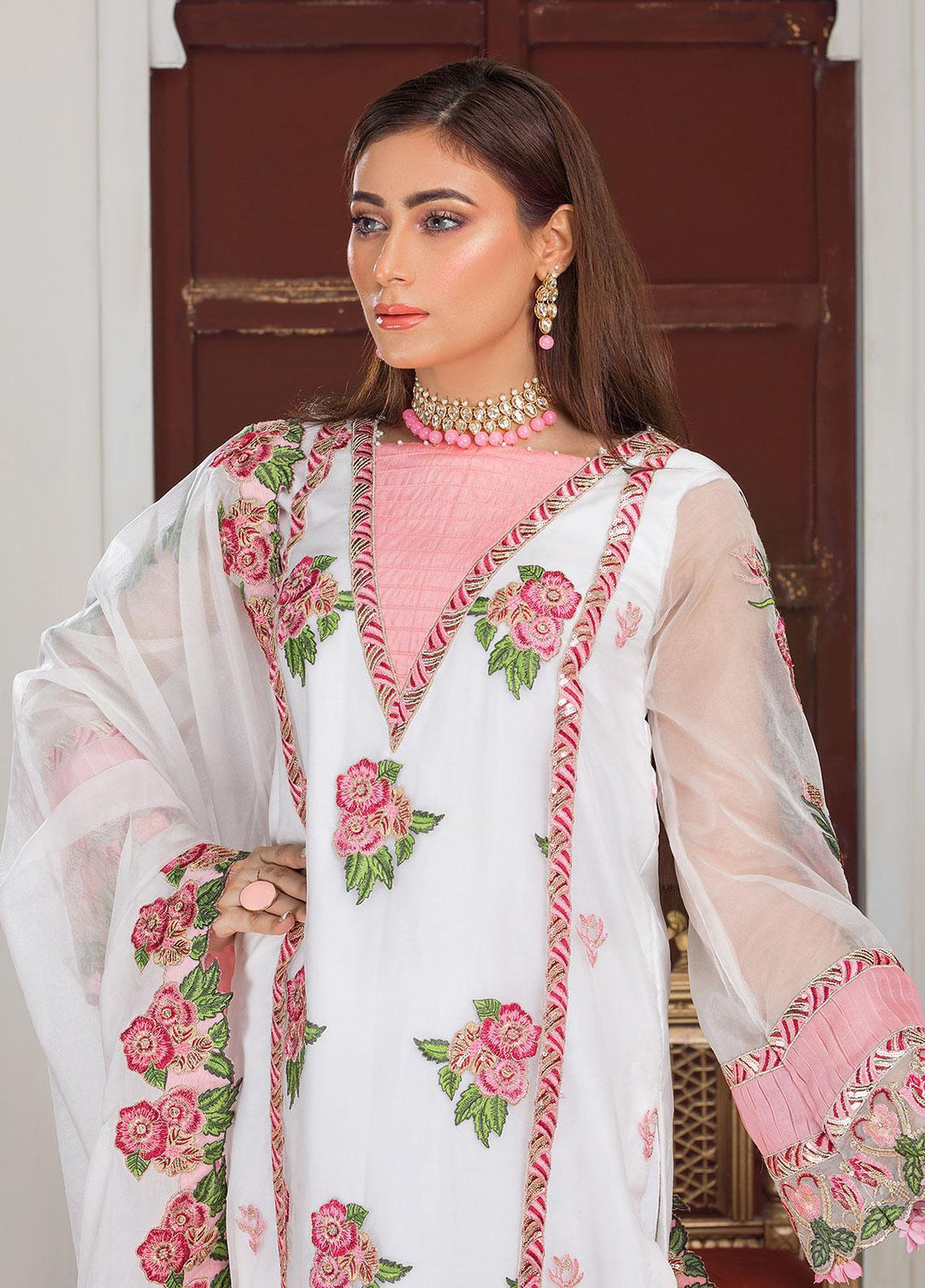 Surmai Luxury Pret Embroidered Organza 3 Piece Dress SLP-06