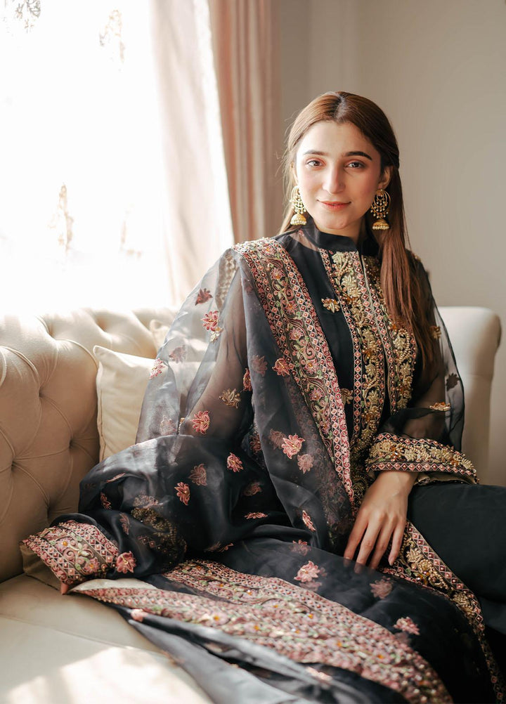 Surmai Luxury Pret Embroidered Organza 3 Piece Suit SUR22RW SEYAH